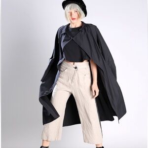 Lurdes Bergada Cropped Linen Pants Size M Beige